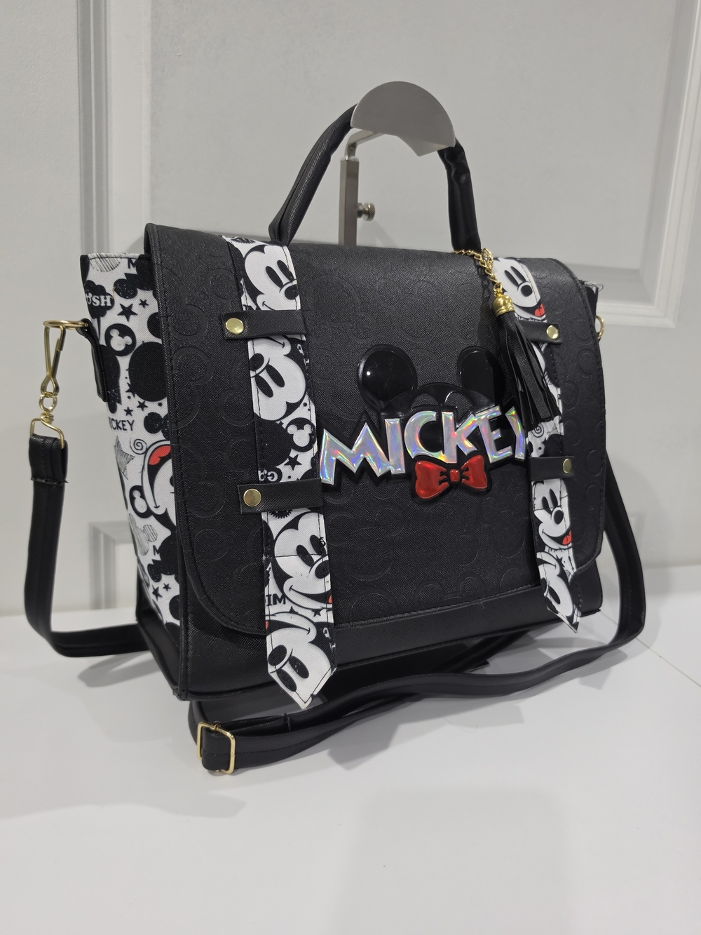 Mickey Mouse Black Satchel Bag with Graphic Straps - Picture 5 of 6